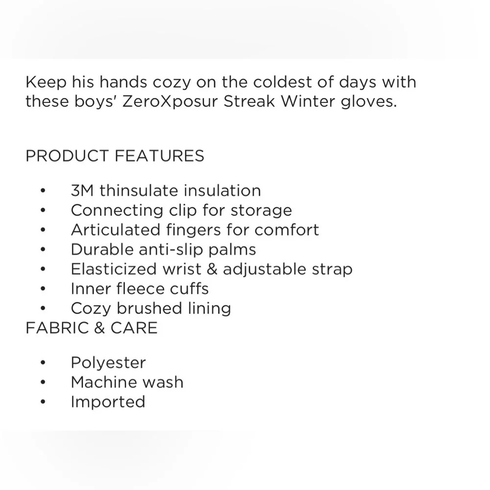 New Boys Winter Fleeced Lined Mitten Gloves Insulated- K8